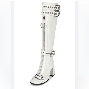 Jeffrey campbell white patent leather boots